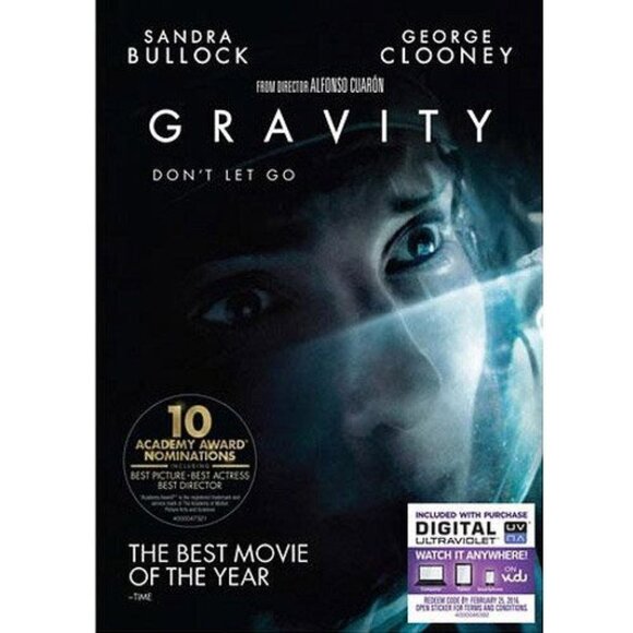 Gravity Sandra Bullock George Clooney Warner Bros DVD 2013 PG-13 Space SciFi - Picture 1 of 4